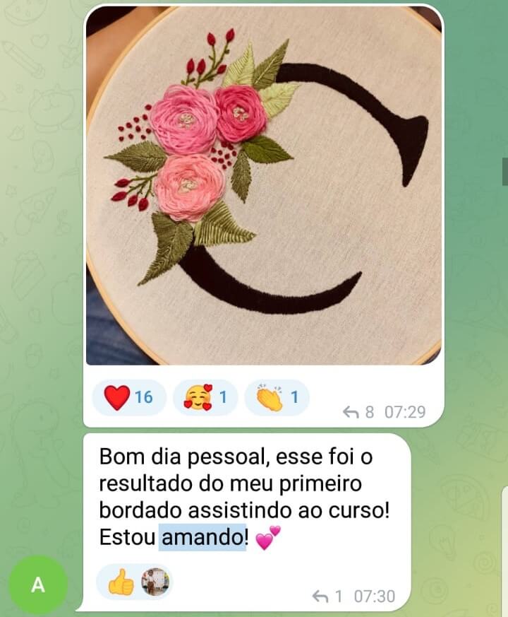 Trabalho de aluna em bastidor